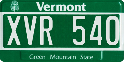VT license plate XVR540