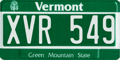VT license plate XVR549