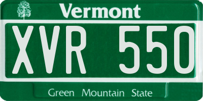 VT license plate XVR550