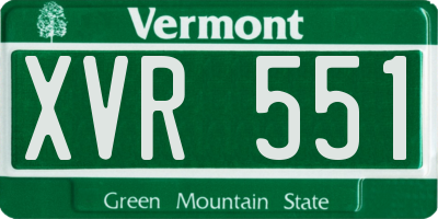 VT license plate XVR551