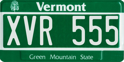 VT license plate XVR555