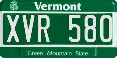 VT license plate XVR580