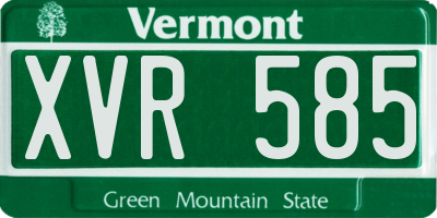 VT license plate XVR585