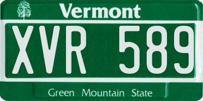 VT license plate XVR589