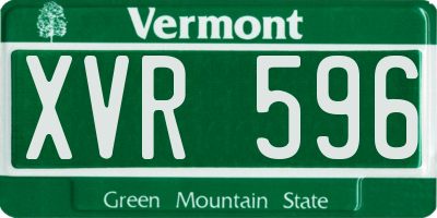 VT license plate XVR596