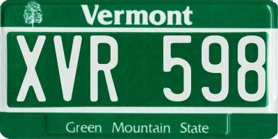 VT license plate XVR598