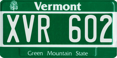 VT license plate XVR602