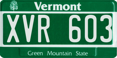 VT license plate XVR603