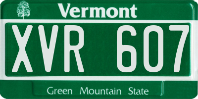 VT license plate XVR607