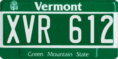 VT license plate XVR612