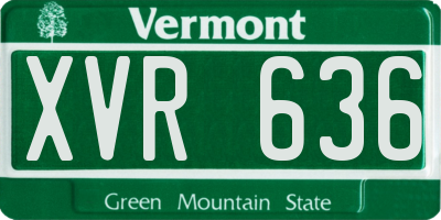 VT license plate XVR636