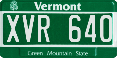 VT license plate XVR640