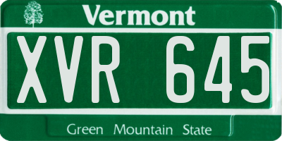 VT license plate XVR645