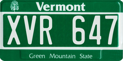 VT license plate XVR647