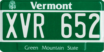 VT license plate XVR652