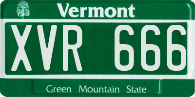 VT license plate XVR666