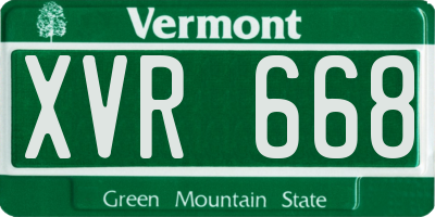 VT license plate XVR668