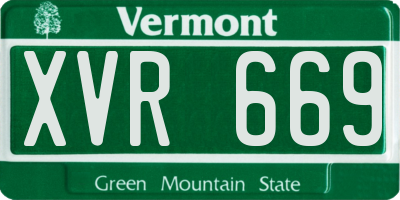 VT license plate XVR669