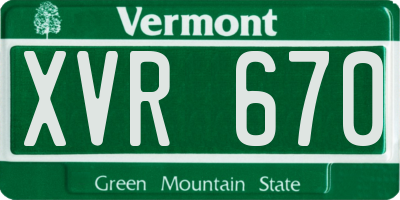 VT license plate XVR670