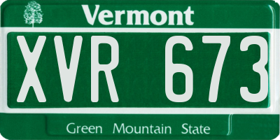 VT license plate XVR673