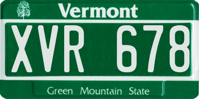 VT license plate XVR678
