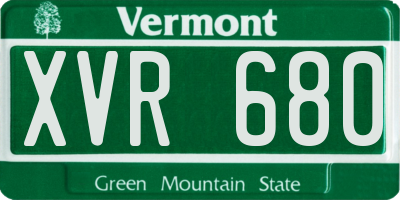 VT license plate XVR680