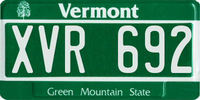 VT license plate XVR692