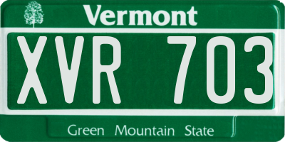VT license plate XVR703