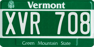 VT license plate XVR708
