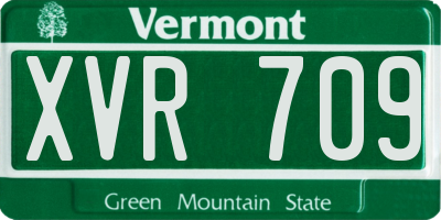 VT license plate XVR709