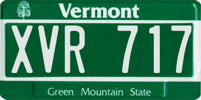 VT license plate XVR717