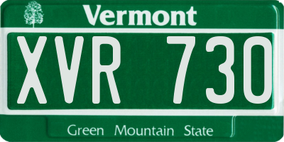 VT license plate XVR730