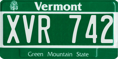 VT license plate XVR742