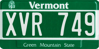 VT license plate XVR749
