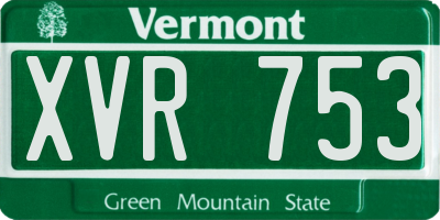 VT license plate XVR753