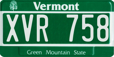 VT license plate XVR758
