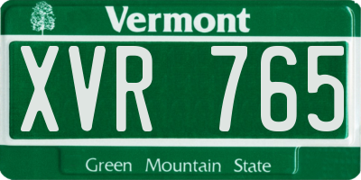 VT license plate XVR765