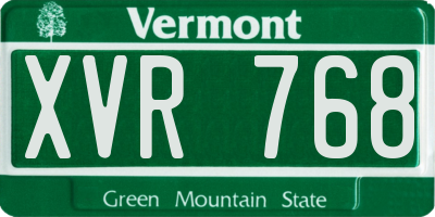 VT license plate XVR768