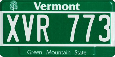 VT license plate XVR773