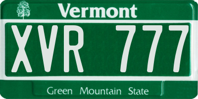 VT license plate XVR777