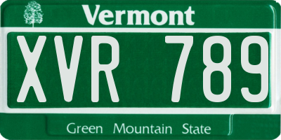 VT license plate XVR789