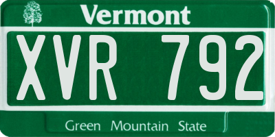 VT license plate XVR792