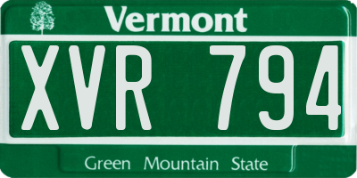 VT license plate XVR794