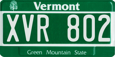VT license plate XVR802
