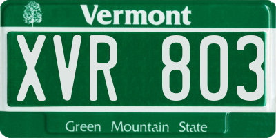 VT license plate XVR803