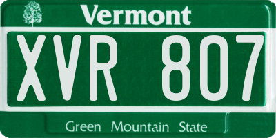 VT license plate XVR807