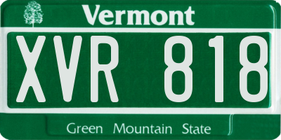 VT license plate XVR818
