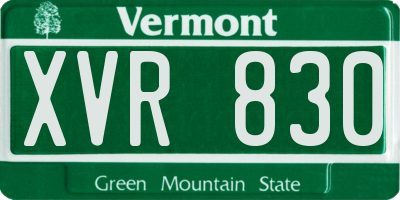 VT license plate XVR830