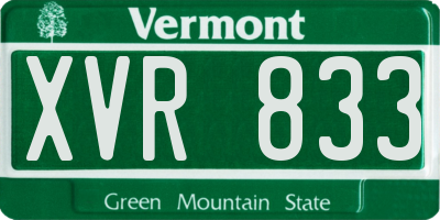 VT license plate XVR833