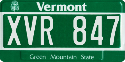 VT license plate XVR847